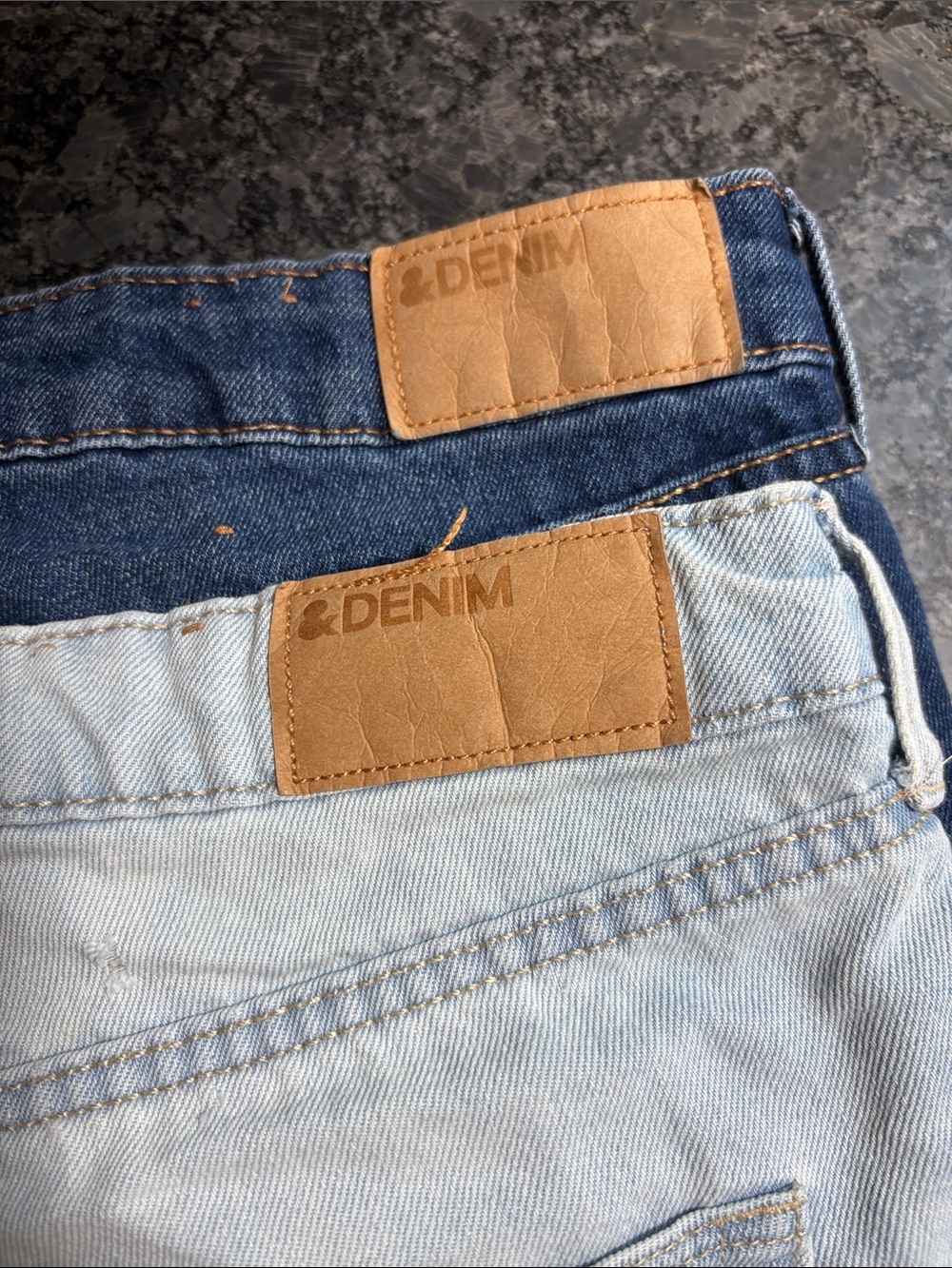 H&M Bundle of 2 Distressed Denim Shorts  High Waist Light  Blue & Dark Blue - Picture 2 of 6